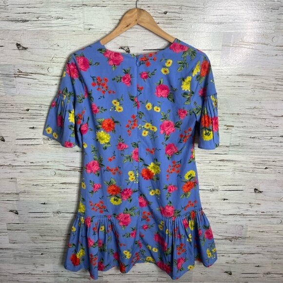 Ann Taylor floral pleated dress yellow blue size 4 - Picture 7 of 7